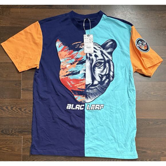 BLACK LEAF SPLIT TIGER SHIRT MENS SZ LARGE MULTI-COLOR - Picture 3 of 11